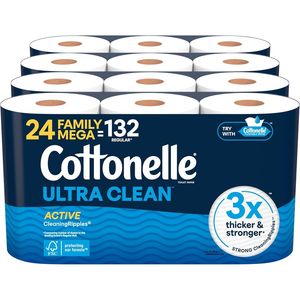 Carta Igienica Attiva con Texture Ondulata, Rotoli Extra Resistenti, 24 Mega Rotoli Familiari = 132 Rotoli Normali (4 Confezioni da 6) - Product Image 1
