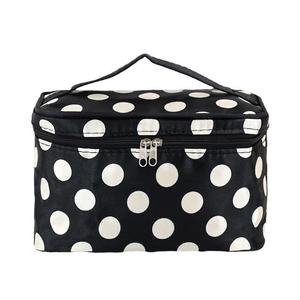 Portable Makeup Bag with Heart Print and Interior Brush Holders Double Zipper Travel Toiletry Case for Daily lunch bag - Product Image 3