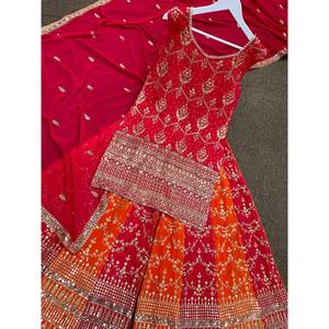 Women's Beautiful <b>Top</b> Plazzo Dupatta Set with Embroidery and <b>Sequins</b> Work - Product Image 1