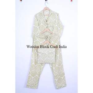 ชุดนอนผ้าฝ้ายลายดอกไม้สไตล์โมเดิร์น พิมพ์ลายด้วยมือ สำหรับผู้หญิง ชุดลำลองฤดูร้อนน้ำหนักเบา - Product Image 5