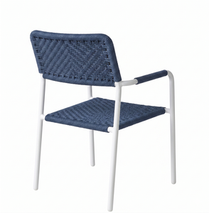 Modern <b>Outdoor</b> Rope Dining <b>Chair</b> Aluminum Frame Woven Wicker Garden Patio Restaurant Cafe Bistro Leisure Armchair Stacking Seat - Product Image 4