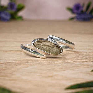 Natural Raw Moldavite Open <b>Ring</b> Handmade 925 Sterling <b>Silver</b> Adjustable Wrap <b>Ring</b> Boho Crystal Jewelry Gift for Her - Product Image 4