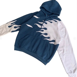 Sudadera con Capucha Oversize para Hombre al por Mayor, Estampado de Llamas con Bloques de Color, Manga Raglán, Ropa Casual de Otoño, 100% Algodón FRENCH TERRY - Product Image 6