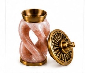 Stainless Steel Incense Burner <b>Bakhoor</b> Burner <b>Oud</b> Burner Charcoal Burner Aroma Burner Pink Marble Burner Twist Design Burner - Product Image 5