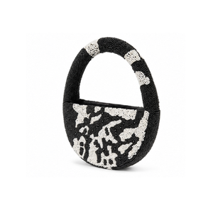 Sac à main pour femme orné de strass noirs et blancs |   Sac à bandoulière élégant fait main avec logo - Product Image 2