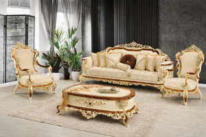 Canapé de luxe en velours rouge, ensemble de Sofa Baroque classique sculpté d'or, meubles de salon, en bois massif sculpté - Product Image 6