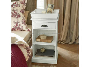 Mesita de Noche Vintage de Madera con Cajón y Estante |   Mesa de Noche Moderna para Dormitorio con Almacenamiento - Product Image 3