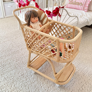 <b>Mini</b> rattan shopping cart for baby eco friendly kids toy best selling <b>supermarket</b> trolley carts - Product Image 6