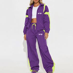 Conjunto Deportivo de Nylon para Mujer, Estilo Moderno, Resistente al Viento y al Agua, Chaqueta con Cierre y Pantalones Deportivos, Ajuste Holgado - Product Image 4