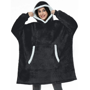 Sudadera con Capucha Extra Grande de Mezcla de Algodón Suave para Mujer, Color Sólido, Forro Polar, Manga Larga, Estilo Manta para Invierno - Product Image 1