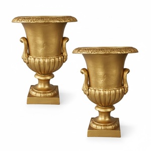 Pot de fleurs classique en résine blanche avec motif circulaire, jardinière d'extérieur pour fleurs ou plantes vertes, urne de jardin faite à la main - Product Image 4