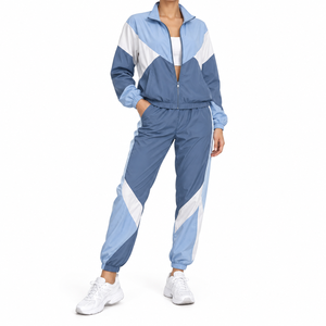 Ensemble de survêtement coupe-vent sportif pour l'entraînement, survêtement uni en dentelle pour femme, 100% coton, streetwear, coupe régulière, ensemble 2 pièces - Product Image 5