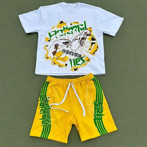 Summer <b>Men</b> Set <b>Short</b> Sleeve <b>T</b>-<b>shirt</b> <b>Shorts</b> Sets 2 Pieces Custom Casual Summer Set <b>Men's</b> Wear cotton Breathable Design OEM/ODM - Product Image 6