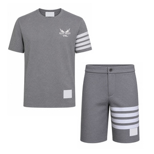 Conjunto de Verano para Hombre Ekin Impex, Camiseta Gris de Cuello Redondo y Pantalones Cortos, Color Sólido, Tejido Transpirable, Ropa Casual de Verano - Product Image 1