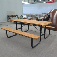 Mesa de Restaurante Portátil para Exteriores, de Malla Metálica, con Banco, Recubierta de Termoplástico, Rectangular, de 4, 6 o 8 Pulgadas, para Discapacitados, Mesa de Picnic