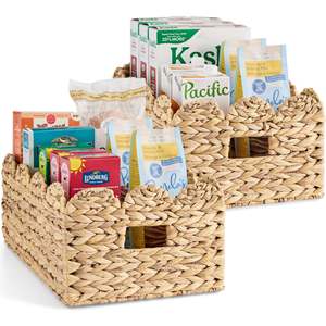 Exquisite Water Hyacinth Storage Basket Set Woven Pantry Basket Decorative Organizer <b>Bin</b> Perfect For Kitchen Storage Display - Product Image 4