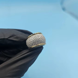 Bague Dôme Personnalisée en Moissanite Ronde Sertie Pavé, en Argent 925 Original, Bijou Homme Iced Out pour Fête, Charme, Cadeau pour Amis - Product Image 1