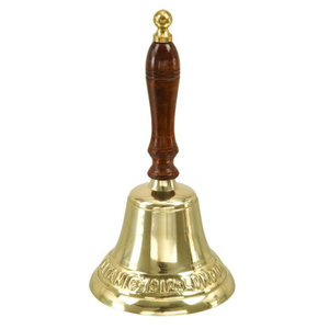Cloche de prière en laiton massif plaqué or, super sonore, avec poignée en bois dur de qualité supérieure, fabriquée à la main, de qualité professionnelle, pour enseignants religieux, à tenir à la main - Product Image 1