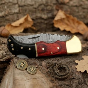 Excellent Quality Hand Forged Damascus Steel Professional Foldable Pocket EDC <b>Knife</b> Back <b>Lock</b> OEM ODM Available Customizable - Product Image 6