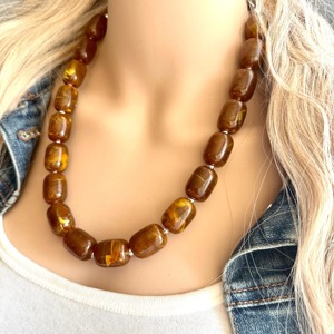 New Natural <b>Resin</b> Handmade Geometric Beaded Necklace Custom Unisex Jewelry Earthy Tone Fashion Gift - Product Image 3