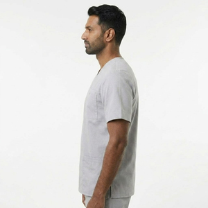 Medical <b>Scrub</b> <b>Top</b> Plain Stretchy Men V-Neck <b>Scrub</b> Shirts Wholesale Doctor <b>Scrubs</b> Shirts Multi-Pocket Surgical <b>Scrub</b> <b>Top</b> - Product Image 4