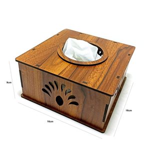Boîte à mouchoirs en bois artisanale moderne et écologique, porte-mouchoirs en papier, finition brune, support décoratif pour tables à manger, restaurants - Product Image 2