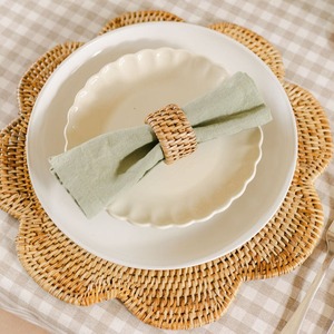Vietnam Eco-friendly Handwoven <b>Round</b> scallop-shaped Rattan <b>Placemat</b> - Product Image 1