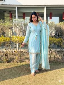 Designer Farsi Salawar <b>Set</b> Elegant Ethic wear Crafted in Classy Tones with premium satin fabric & Detailing - Product Image 2