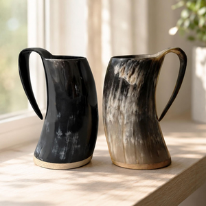 Cuenco para Beber de Cuerno de Búfalo Estilo Vikingo, Hecho a Mano, Natural, Pulido, para Café o Cerveza, FAIZA CRAFT, Uttar Pradesh - Product Image 3