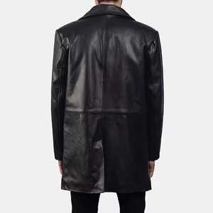 Chaqueta de Cuero Vacuno Casual de Invierno para Hombre con Cremallera y Decoración Personalizable con Patrón de Motociclista - Product Image 2