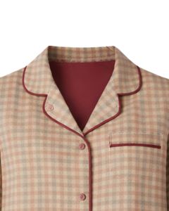 Ensemble de pyjama pour femmes en beige et marron à carreaux, manches longues, boutonné, vêtements de nuit en coton doux, ensemble de deux pièces, ensemble confortable pour se détendre - Product Image 5