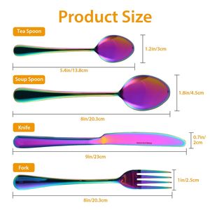 Set di posate in acciaio inossidabile da 4 pezzi, utensili da cucina con forchetta, coltello, cucchiaio da tè - Product Image 2