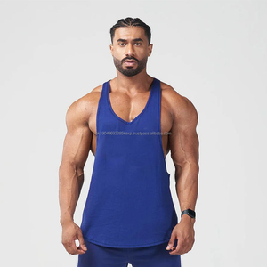 Débardeur de sport sans manches pour homme avec logo personnalisé, en coton respirant, style vintage délavé, séchage rapide, durable, coupe musculaire, avec emmanchures - Product Image 1