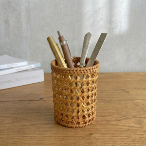 Porte-crayons en rotin pour l'école, la maison, le bureau, panier à stylos écologique, organiseur de fournitures scolaires - Product Image 3