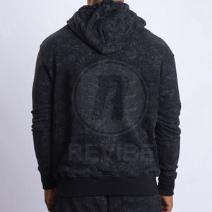Ensemble court tendance pour homme, sweat à capuche délavé, toucher doux, look élégant, 100 % coton avec doublure polaire - Product Image 3