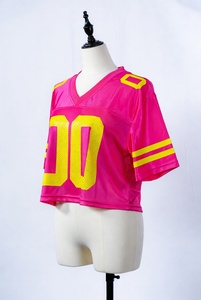 Camiseta de fútbol americano de alta calidad con hombros caídos, estampado por transferencia térmica, de malla, estilo boxy, corta, para rugby - Product Image 3