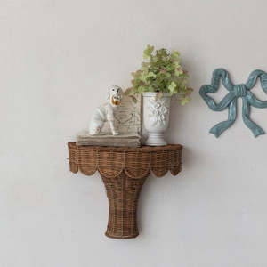 Étagère murale en rotin naturel durable, support de présentation fait main en osier, décoration bohème pour la maison, organisateur pour salon, vente en gros B2B - Product Image 2