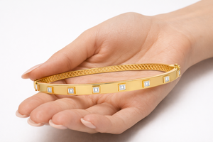 Square Cuff 925 Sterling <b>Silver</b> Gemstone 18k Gold Plated Elegant <b>Bangle</b> <b>Bracelet</b> For Women Gift - Product Image 2