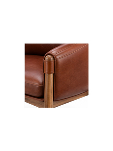 Modern Solid Wood Leather <b>Armchair</b> with Padded Seat Backrest <b>Mid</b> <b>Century</b> Dining Restaurant Furniture - Product Image 4