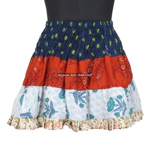 2026 Festival Gypsy Patchwork Mini <strong>Rara</strong> <strong>Skirt</strong> Hippy Boho Vintage Indian Boho Hippie Mini Length Patch Work Cotton Mini <strong>Skirt</strong> - Product Image 4