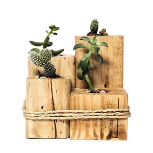 PLANTRES HANDICRAFTS <b>Wooden</b> Flowerpot Wishing Well <b>Planter</b> Backyard Garden Creative <b>Wooden</b> <b>Planters</b> Bark Flower Pots Garden - Product Image 2