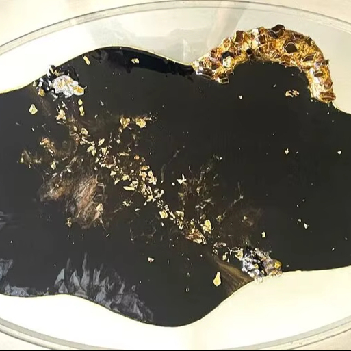 Large Handmade Eco-Friendly Resin Tray by Artizon Studio Black Gold Bronze Stone Accents Holiday & Wedding Decor