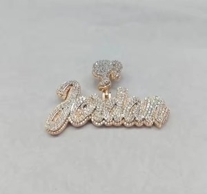Hip Hop Custom 925 Silver Moissanite Diamond Pendant Pass Diamond <b>Tester</b> Fully Iced Out Custom Name Latter Heart Bail Pendant - Product Image 2