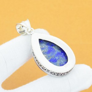 Colgante de lapislázuli, plata de ley 925, collar bohemio, joyería hecha a mano para mujer, venta al por mayor - Product Image 6