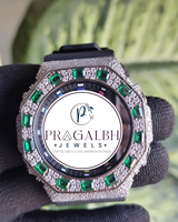 Pragalbh Jewels Luxus Iced Out Diamant-Uhrenlünette Moissanit Hip-Hop-Uhr Edelstahl Gummiarmband