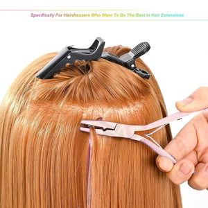 Pince professionnelle réutilisable en acier inoxydable pour extensions capillaires, outil d'ouverture et de fermeture de micro-anneaux et de perles, sans nickel - Product Image 6