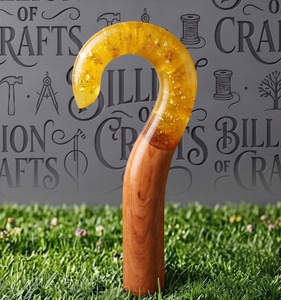 Handmade Amber <b>Resin</b> Walking Stick Wooden Cane Artistic <b>Sculpted</b> Handle Polished Luxury Design Home Decoration - Product Image 1