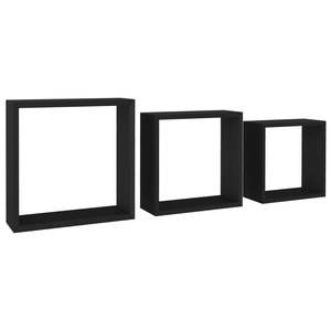 Juego de 3 Estantes de Pared Cúbicos de MDF Negro, Grandes, Medianos y Pequeños, para Organización del Hogar o la Oficina - Product Image 2