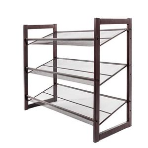 Scarpiera a 3 livelli in ferro cromato con piano obliquo, regolabile, dal design moderno e semplice, per l'arredamento di casa e il soggiorno - Product Image 5