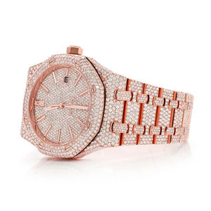 Montre personnalisée en moissanite sertie de diamants VVS, style hip-hop, en acier inoxydable, mouvement à quartz, bracelet de 20 mm, cadran en verre, pour homme - Product Image 2